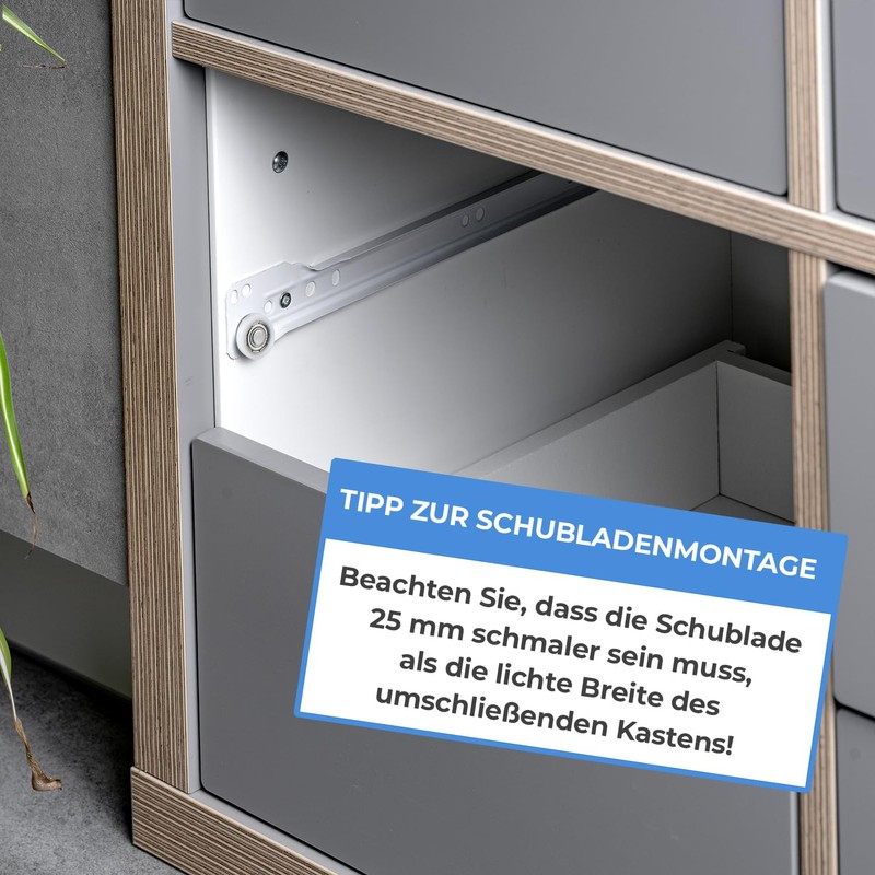 Stahlia (1 Pair) Drawer Runners 350 mm Partial Extension Roller