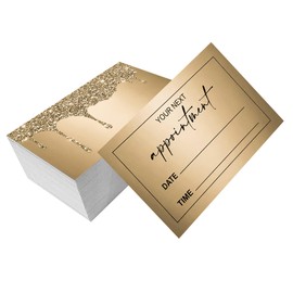 RXBC2011 Golden Glitter Drips Appointment Cards for Beauty Makeup Hair Nail Salon Barber Shop Restaurants Therapist 2x3.5 inches Pack of 100