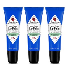 Jack Black, Bálsamo labial Intense Therapy SPF 25, antioxidantes de té verde, tratamiento de larga duración, protección de amplio espectro UVA y UVB, sabor a menta natural y manteca de karité, 2.5 onzas, paquete de 3