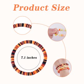 Ornaland 21 Pcs Heishi Surfer Bracelets Set Polymer Clay Heishi Beads Stretch Bracelets Multi-Layer Stackable Friendship Bracelets Bohemia Summer Beach Jewelry for Women, Yellow