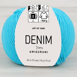 Art of Yarn Denim 55% Cotton, 45% Poliacrylic, 50g(1.76 Oz), 160m(174 Yds) Soft & Smooth Yarn Sport – Fine(2) for Crocheting, Knitting, Amigurumi, Baby Blankets, Baby Garments & More –1 Skein 99933