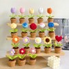Lutoku Cute Knitted Flower Plant, Kawaii Handmade Crochet Flowers,Small Potted