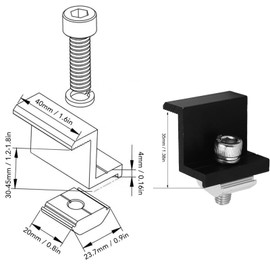 Solar End Clamps, Pack of 8 30 mm Z-Angle Solar Panel Bracket Clamps, Adjustable PV Module Bracket with Screws, Aluminium Alloy PV Module for PV System (Black)
