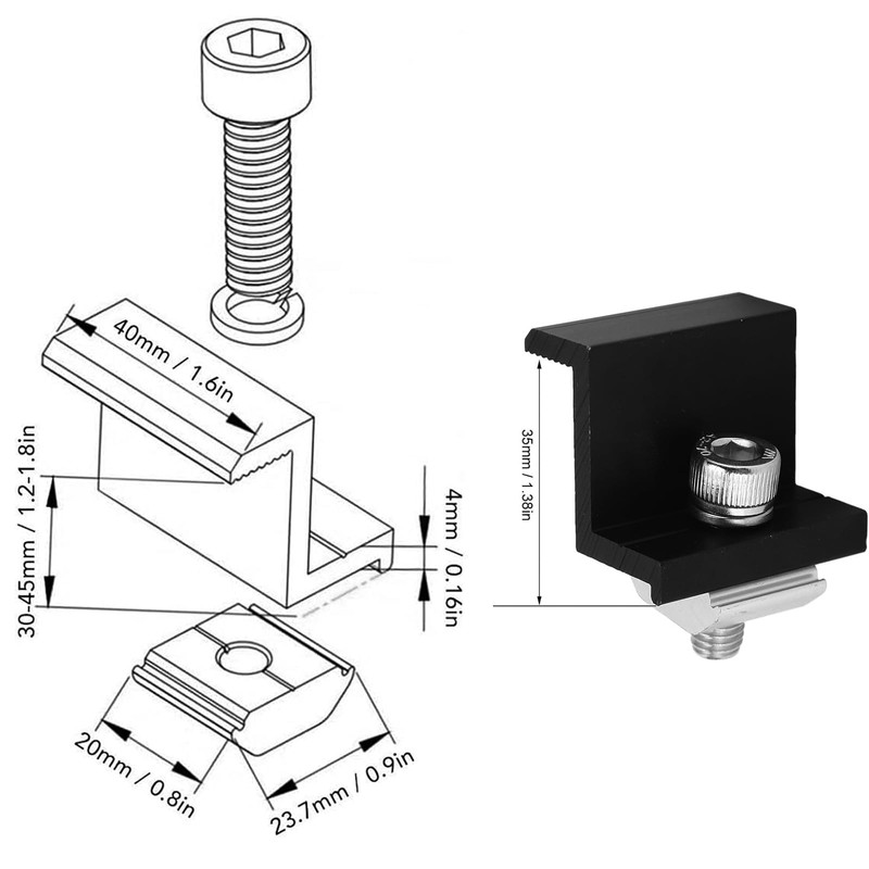 Solar End Clamps, Pack of 8 30 mm Z-Angle Solar
