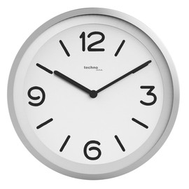 Technoline WT 7400 Super Chic Modern Wall Clock with Night Detection Sensor - Automatic, Low Backlight as soon as it gets dark, Ø 25.4 cm, Chrome Look, Silver