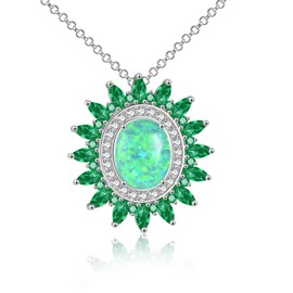 YFN Sparkling Birthstone Necklace for Women Sterling Silver Opal Pendant Necklace Jewellery Gifts for Girls (May)