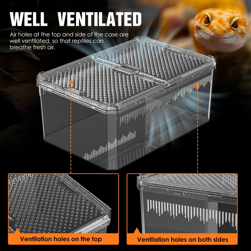 【No Assembly】 Breathable and Secure Reptile Tank with high Transparency