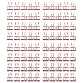 19mm 80pcs Binder Clips Strong Clamping Force Metal Hollow Tail Clips Small Binder Clips Paper Clamps Office Supplies Rose Gold