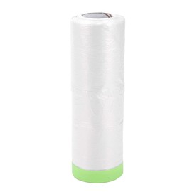 HOPESPANNER Pre-Taped Masking Film Plastic Cover PE Film Natural Fiber Material 1 Pc 2500x90cm / 82.02ftx35.43" White Green