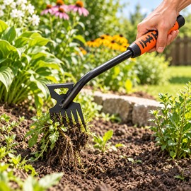 Long-Handled Manual Weeding Tool for Garden Care – Carbon Steel Root Remover for Lawns, Farms & Yards