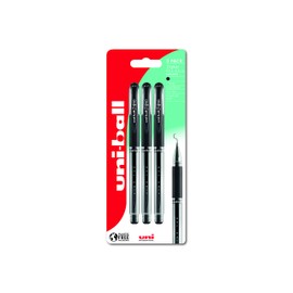 Uni-Ball UM-151S Gel Grip Rollerball Pens. Premium Medium 0.7mm Ballpoint Nib for Super Smooth Handwriting, School, Journaling and Note Taking. Fade & Water Resistant Uni Super Ink. Pack of 3 Black