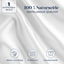 DREAMZIE Silk Pillowcase 40 x 60 cm for Hair and Skin, Pillowcases Silk 19 Momme (White, 1 Piece)