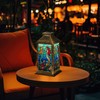 Solar Lantern Stained Glass Window Panel Mermaids Ocean Waves Shells