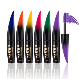 RoseFlower 6 Colors Colorful Mascara Set, Natural Waterproof Mascara 4D Lash Mascara Volume Eye lash Long-lasting Volumising Curling Charming Eye Makeup(Blue/Purple/Green/Red/Yellow/Orange Mascara)