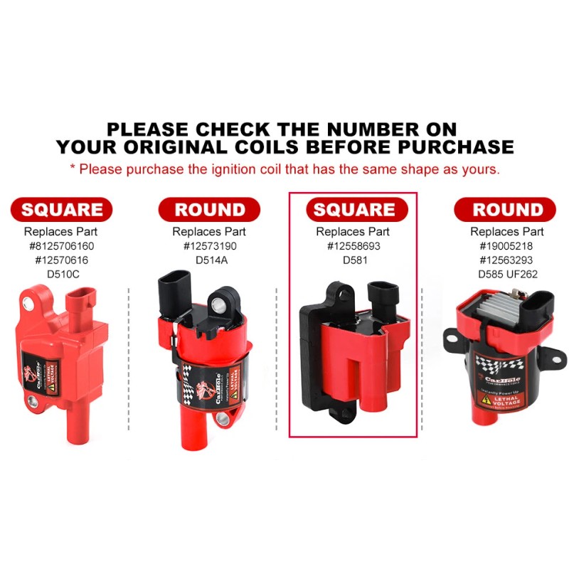 Carbole 8 High Performance Square Ignition Coils UF271 For Chevy