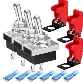 Gebildet KN3D-101 Metal Toggle Switch 25A 12V DC/15A 24V DC/10A 250V AC/15A 125V AC SPST ON/OFF 2-Pin 2-Position Rocker Switch with Safety Cover for Car