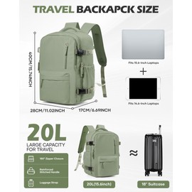 Carry on Travel Backpack for Women Men Personal Item Bag Waterproof Weekender Essentials Airline Approved Business Gym College Causal Daypack Mochilas de Viaje Dark Green