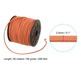 PATIKIL Suede Leather Cord 2.5mm 98 Yard, Faux Suede Cord Flat Leather String with Roll Spool for Necklace Bracelet Beading Jewelry Making, Orange