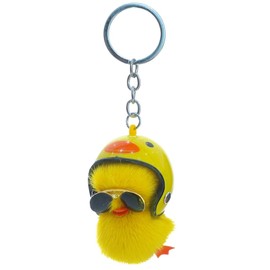 ZAYIUKI Cartoon Plush Helmet Duck Keychain for Car Keys Handbag Pendant Keychain Fashion Keychain Cute Keychain Small Gift, yellow