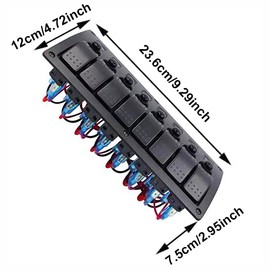 Boat Marine Car Rocker Led Panel Switch with Breakers 8 Gang Switch Panel 12V 24V Waterproof On-Off