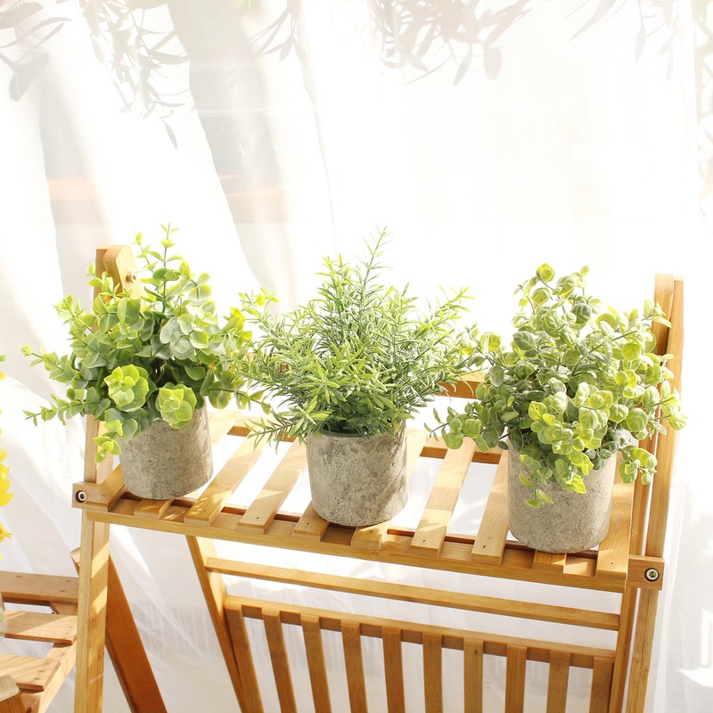 3pcs Potted Artificial Plant Fake Green Grass Leaves Artificial Simulation