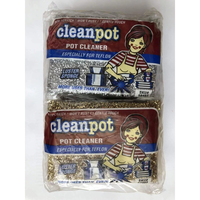 Cleanpot Metallic Pot Cleaner Teflon Scrubber Luster Sponges - Set
