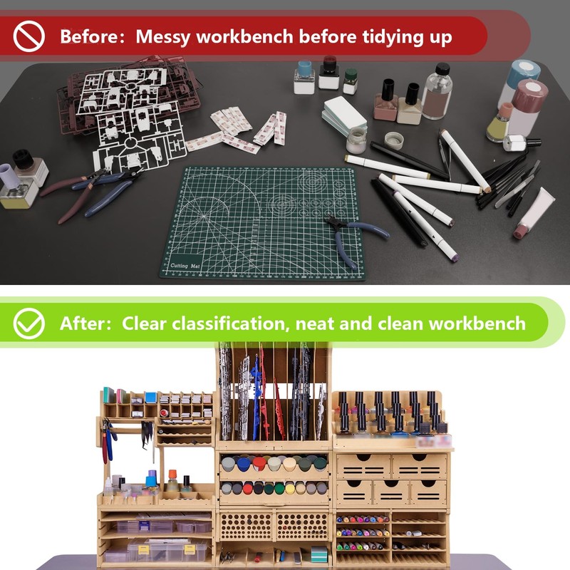 Bucasso Wooden Model Kit Organizer Rack with MDF Material, Paint