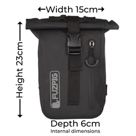 Fuzpig Roll top Waterproof Thigh Bag. Ideal for Dog Training, Horse Riding, Motorbike Riding and Outdoor Activities, Holster Bag Totally Waterproof (Black)