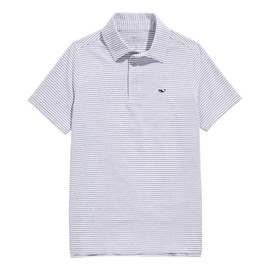 vineyard vines Boys' Bradley Stripe Sankaty Polo, Stripe White/Tejeda, Medium