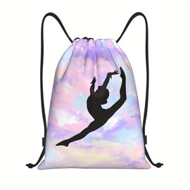 Richugui Ballet Dance Girls Drawstring Backpack,Dance Posture Sport Gym Sack Drawstring Bag String Bag Yoga Bag for Men Women