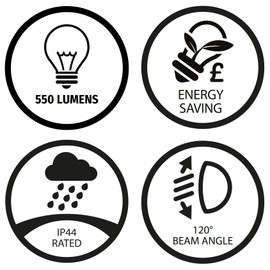 Bright Source Outdoor 7w Integrated LED 6-Sided Cage Lantern, Traditional Coach Style, IP44, 550lm, Black, 4000K Cool White