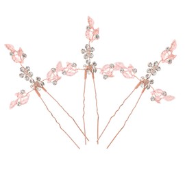 Mikinona 6pcs Hair Stick for Women Bun Hair Fork Crystal Leaves Metal Chopstick Bun Decorations Women Accessories