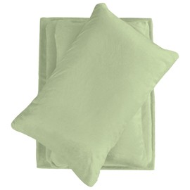 Softan Full Micro Fleece Sheets Set, 4-Piece Full Size Bed Sheet Set, Plush Velvet Fleece Sheet Set with 15" Deep Pocket Fitted Sheet, Flat Sheet, 2 Pillowcase, Soft and Warm, Olive Green