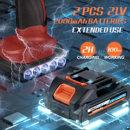 Cordless Car Buffer Polisher w/ 2x2000mAh 21V Batteries, 6 Inch Car buffer Waxer Kit, Car Polishing Machine w/Extra 18 PCS Attachments & 6 Variable Speed, Car Buffer Polisher for Car Detailing (Red)