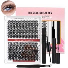 BestoU Pestañas Postizas Kit Completo, Kit de Extensión De Pestañas, Mezcla 30 40D con Unión y Sellado de Sujeción Fuerte Pinzas, Racimos Pestañas Todo en 1 con 320 Pestañas Individuales