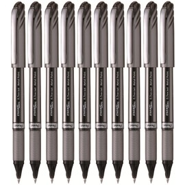 Pentel EnerGel BL27 Liquid Gel Ink Rollerball Pen - 0.7mm Metal Tip - Black Ink - Pack of 10