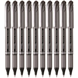 Pentel EnerGel BL27 Liquid Gel Ink Rollerball Pen - 0.7mm Metal Tip - Black Ink - Pack of 10