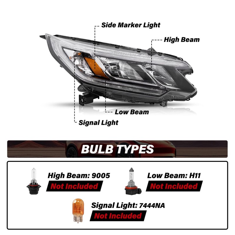 For 2015 2016 Honda CRV Headlight Headlamp Assembly Set Factory