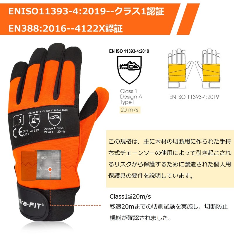 [Intra-FIT] Chainsaw Gloves, Back Protection, Cut Resistant Gloves