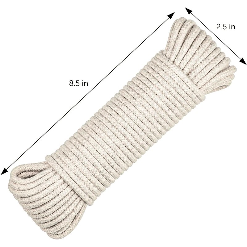 SteadMax 100ft Natural Cotton 3/16 Inch Rope, General-Purpose Utility Cord,