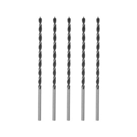 sourcing map 5pcs Brad Point Drill Bits 6mm(15/64") Dia Straight Round Shank Drill Metric Brad Point 5.1" Drilling Depth Spiral Twist Drill Bits for Carpenter Woodworking Plastic Rubber