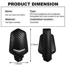 KVAEY Sunglasses Holders for Car Sun Visor, Magnetic Auto Visor Eyeglasses Holder Ticket Card Clip, Multifunctional Leather Sun Visor Glasses Hanger Mount Clip, Car Accessories (Carbon Fiber)