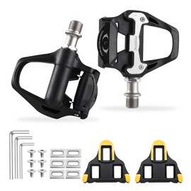 PINSYNC SPD SL Pedals 9/16" Road Bike Pedals, Larger Surface & Lightweight Clipless Pedal with Cleats Set - Compatible with SPD-SL System