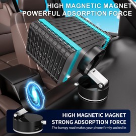 Vacuum Suction Magnetic Phone Holder, 2025 New Vacuum Magnetic Phone Stand(Phone Holders for Your Car), Foldable and Retractable Double-Sided Woolcar Magnetic Phone Holder for All Phones(Black)