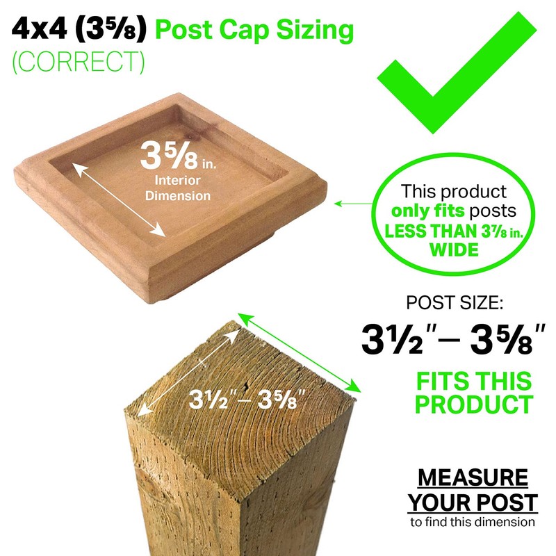 4x4 Traditional Flat Wood Post Caps (5-Pack) - One-Piece Miterless
