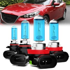 LECCIBUB Headlight Bulbs Compatible With Mazda 3 2010-2018, 9005 High Beam + H11 Low Beam Halogen Light Bulb Combo, Super Bright 6000K White, Plug and Play, Pack of 4
