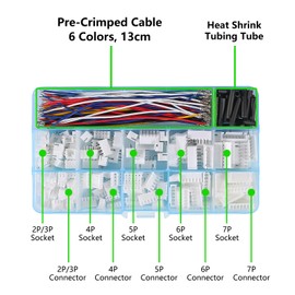 D-FLIFE 2.54mm XH Connector Socket Kit with pre-Crimped Cable Wire 2/3/4/5/6/7 Pin Housing JST Adapter Cable Male and Female Compatible with JST-XH Connector