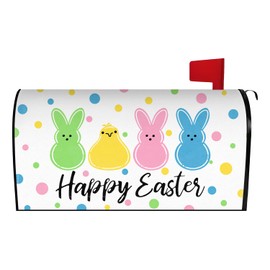 Happy Easter Mailbox Covers Magnetic Easter Peeps Mailbox Cover Bunny Post Letter Box Cover for Garden Yard Standard Mailbox Decor 21x18 Inch