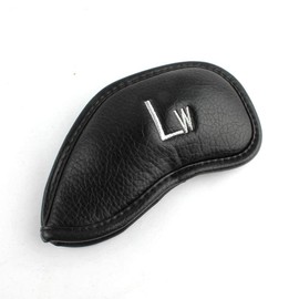 Craftsman Golf Left Handed 12pcs Thick Synthetic Leather Golf Iron Head Covers Set Headcover Fit All Brands (Black with Silver No. For Left Hand)