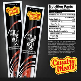 Country Meats, Meat Sticks, 0 Trans Fat, USDA Certified, Good Source of Protein, Carb Conscious Snack (24 Meat Sticks, Old #9)